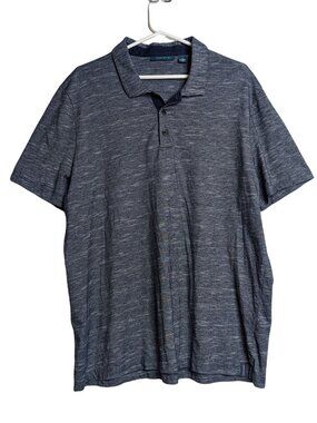 Perry Ellis Men's Polo Shirt XXL Blue Solid Short Sleeve 100% Cotton Casual